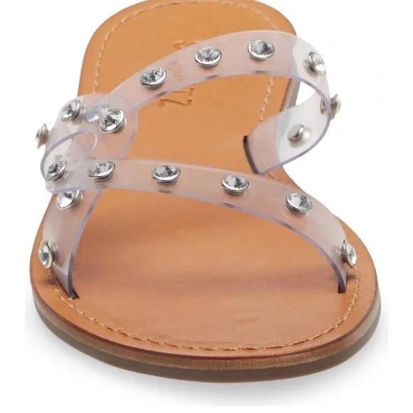 NEW SCHUTZ Cathryn Slide Crystal Rhinestone Transparent Clear Sandal - Size 8.5 - Picture 3 of 9